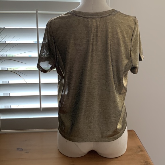 BNWOT Anthropologie Gold Cropped Shirt - Picture 2 of 3